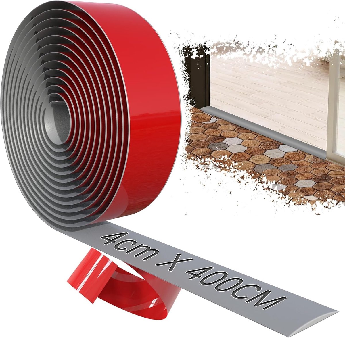 Drempelstrips voor Doorways PVC Vloerovergangstrips Grijs Laminaat naar Vinyl Deurstrip Drempel Zelfklevend voor het Sluiten van Vloeropeningen Tegels Hout Laminaat Tapijt