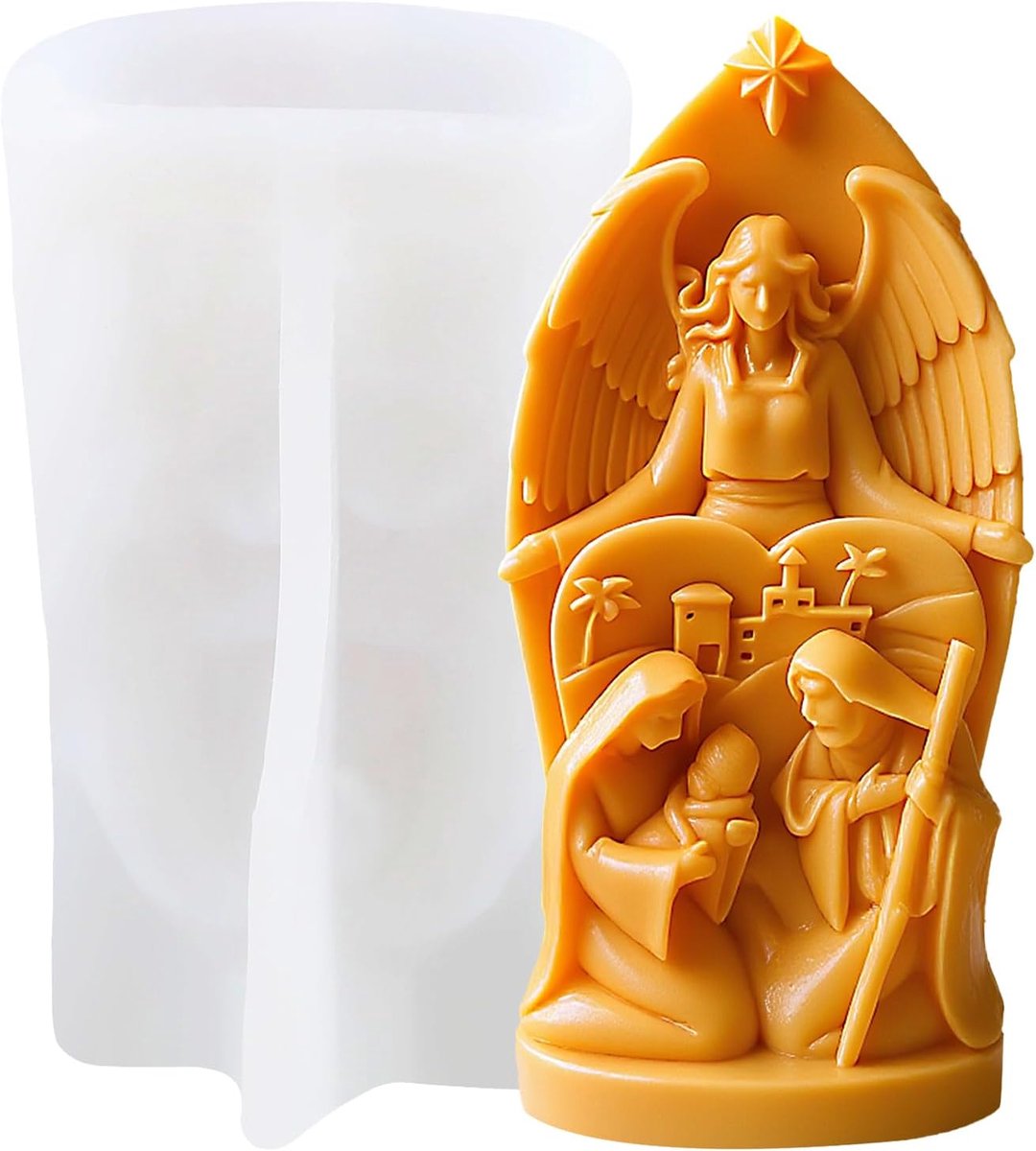 Angel Jezus Family Kaars, hengel, Jezus Family, hars, gietvorm, siliconen mal voor het maken van aromatherapiekaarsen, gips, klei, knutselkaars, huisdecoratie