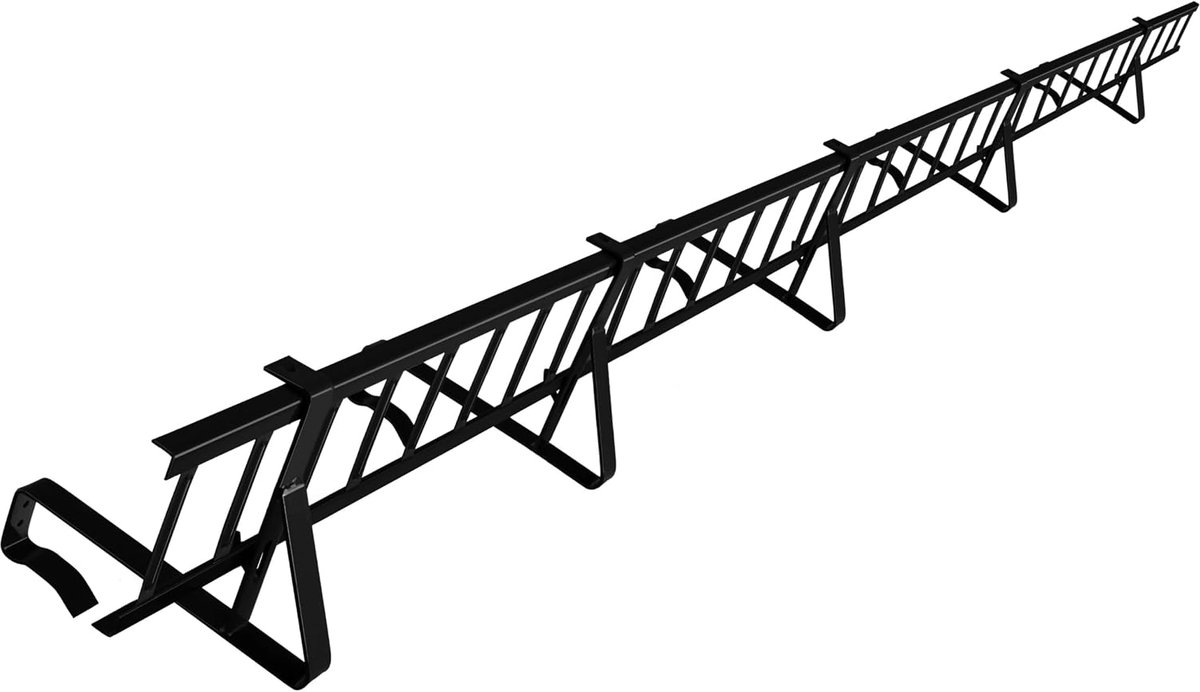 Sneeuwvanger set, 3,0 m lang, sneeuwvangrooster met 5 beugels voor betonnen en keramische dakpannen, voor montage op panlatten (Roosterhoogte: 20 cm, RAL 9005 Zwart)