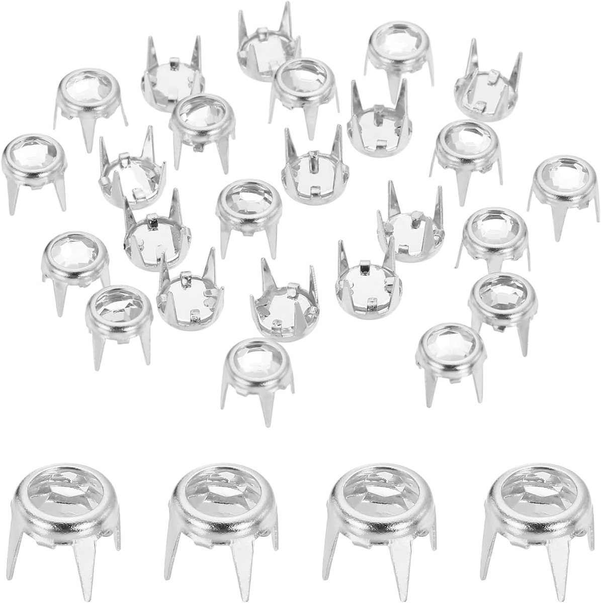 50 stuks navullingen strass 0,24 inch (6 mm) platte bodem kralen klauw strass nagels, klinknagels metalen punten decoratieve klinknagels voor doe-het-zelf productie kleding schoenen riem
