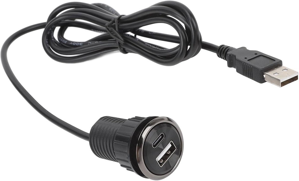 Stekkerdoos met 2 USB-oplaadpoorten, Desktop-stroomdoorvoer, Kleine Verborgen Inbouw Stekkerdoos, Ronde Desktop-vergaderruimte Stopcontact