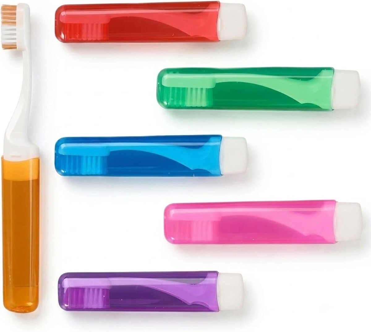 6 stuks reistandenborstel met tandpasta, inklapbare reistandenborstelset, zachte borstelharen, mini-tandenborstel voor onderweg, camping, zakenreis en vakantie, compacte tandverzorgingsset