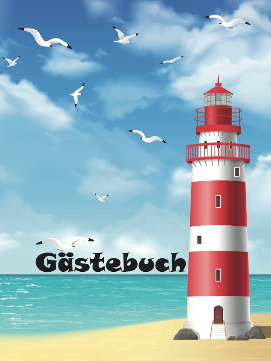 Ein Gästebuch mit Leuchtturm Design für Vermieter von Gästezimmern, AirBNB Ferienwohnungen oder –häusern, auch Campingplatz-Betreibern