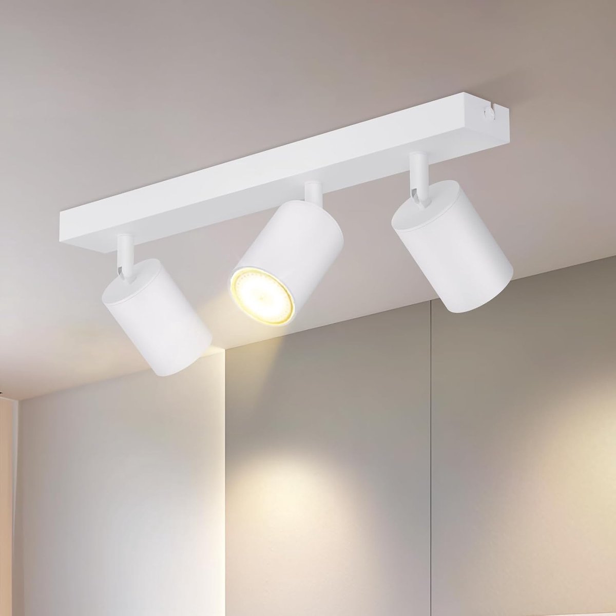 LED plafondlamp 3 lampen plafondspot - 330° draaibaar industriële binnenspot GU10 plafondlamp spots wit moderne plafondspot voor woonkamer hal keuken slaapkamer zonder lamp