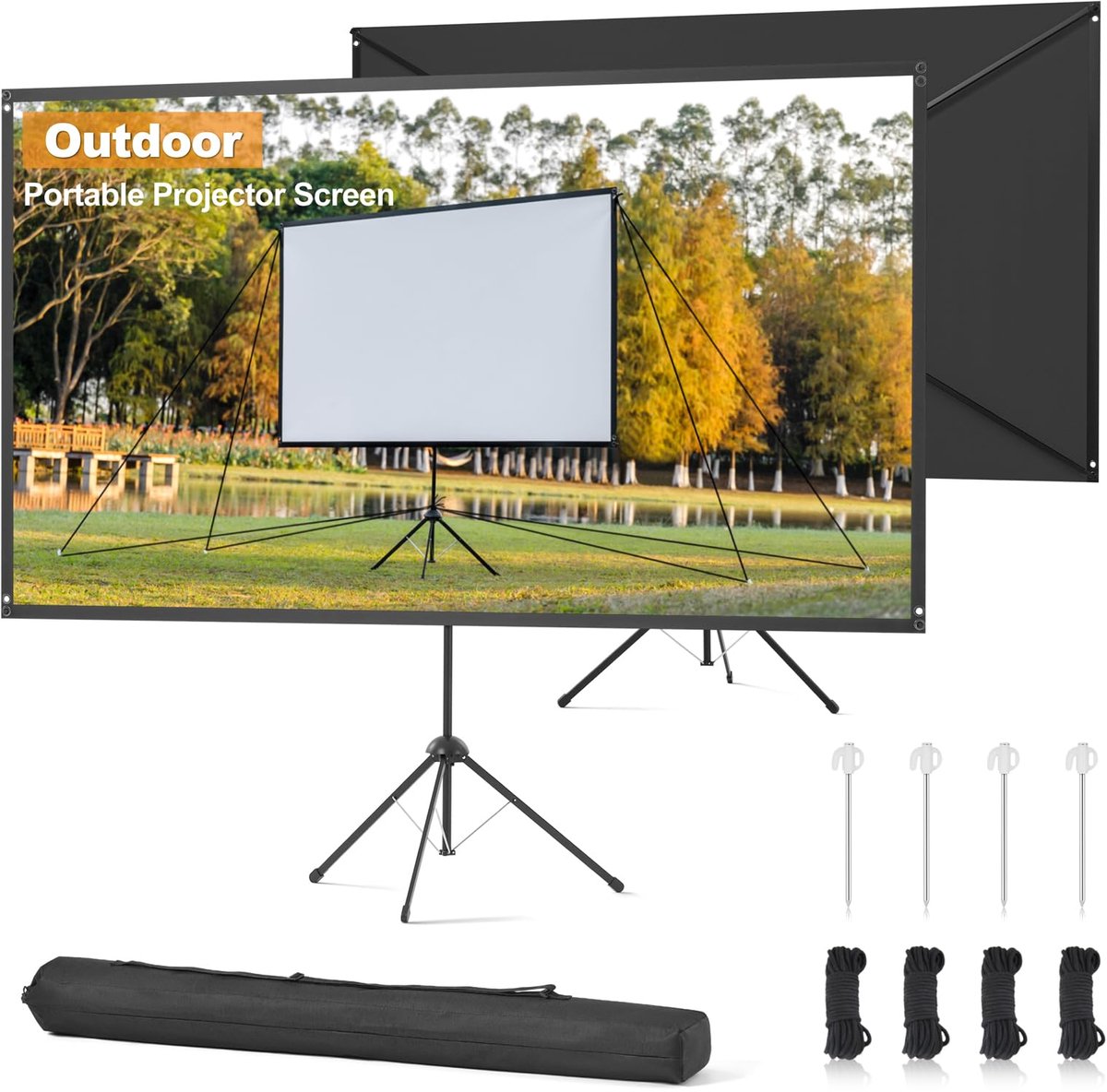 Outdoor projectiescherm 100 inch - windbestendig ontwerp - 4K beeldkwaliteit - ideaal voor thuisbioscoop en kamperen - SnelShoppen