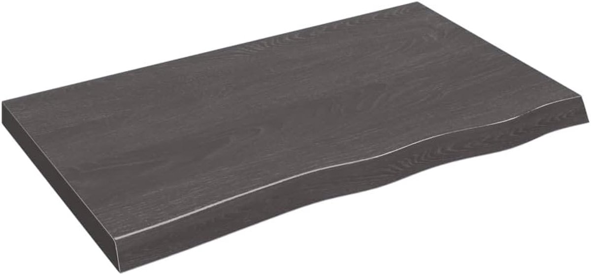Wandplank, donkergrijs, 100 x 60 x 6 cm, behandeld massief eiken hout, foto-rekken, boekenhangplank voor slaapkamer, woonkamer en keuken, thuiskantoordecoratie, plank