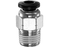 PC4-N01 Snelverbinder, recht, mannelijk op 1/8 inch NPT-schroefdraad voor 4 mm OD-slang, push-to-connector, koperen aansluiting voor industriële luchtlijst, zwart