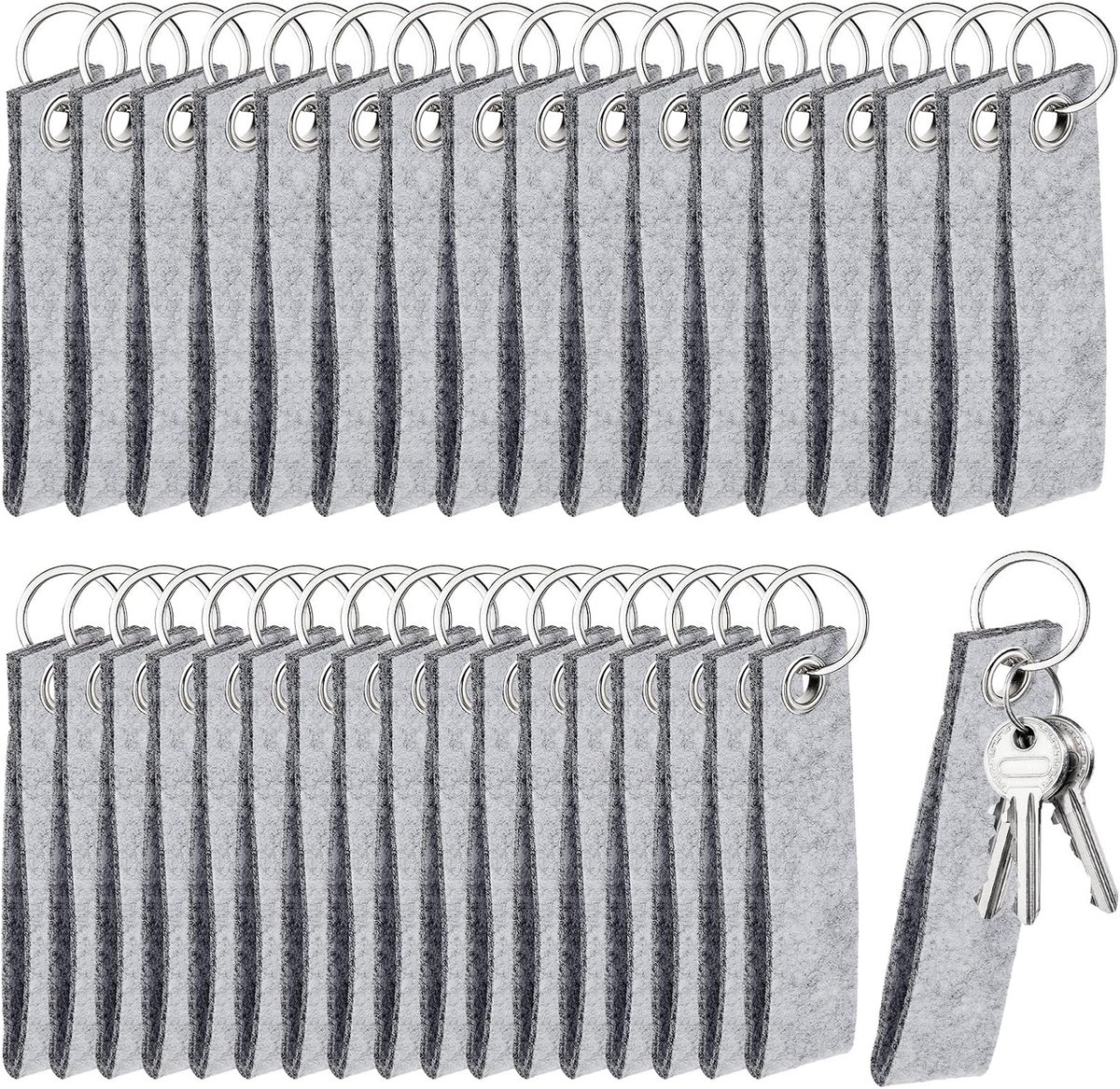 40 stuks vilten sleutelhangers met vilten hanger, 13 x 3 cm, vilten sleutelbanden voor knutselen, doe-het-zelf, autosleutels, cadeau, school, woning, kantoor