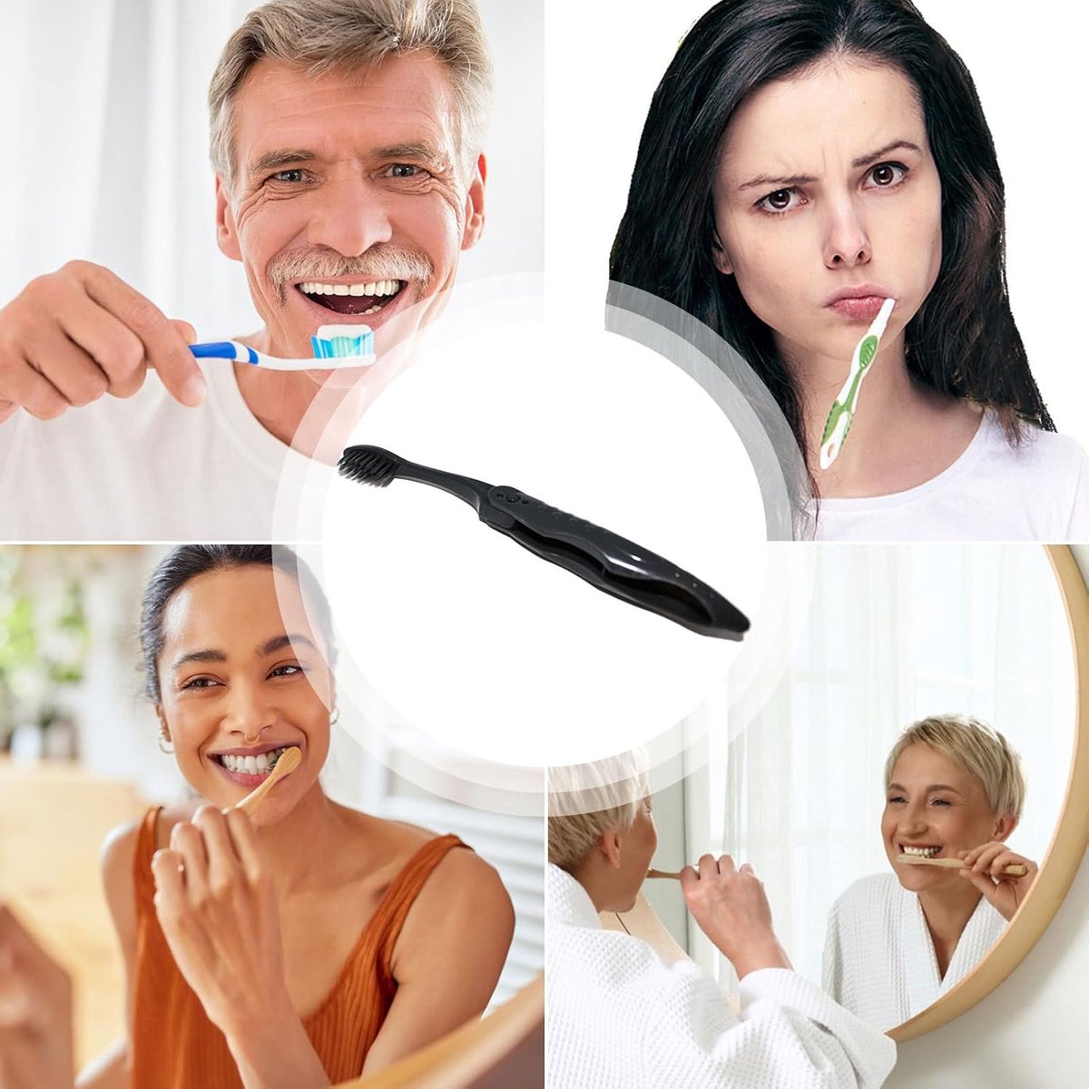 Opvouwbare Tandenborstel - Reis Tandenborstel - Mondhygiëne Onderweg - Met Koolborstels - 11 x 2.5 x 2 cm - Blauw