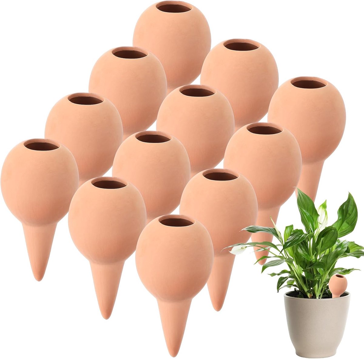 Tonkegels, irrigatiebal voor planten, waterdispenser voor kamerplanten, balkonbakken, irrigatieballen, klei, planten, giethulp, automatisch voor binnen en buiten, 12 stuks