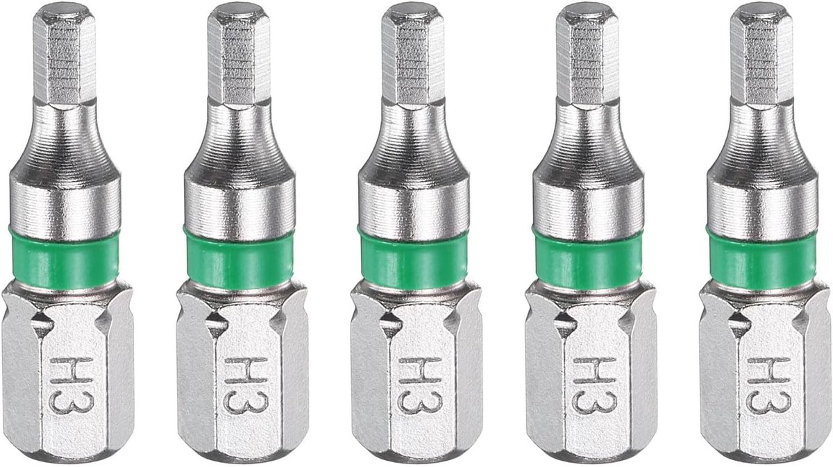 5 stuks zeskantige schroevendraaierbits H3 1/4 inch zeskantschacht 25 mm / 1 inch lengte bits zeskantkop magnetisch staal S2 elektrische schroevendraaier