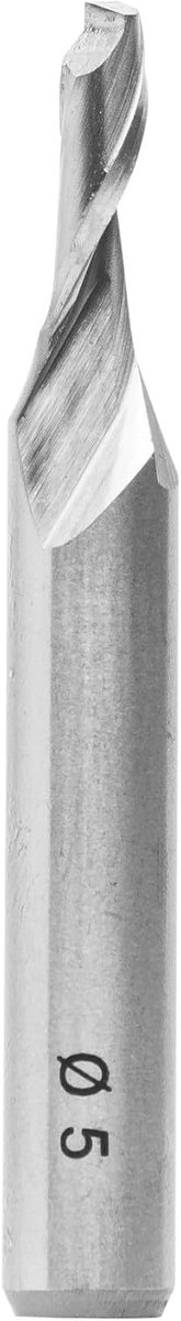 30002 Spiraalfrees en boor voor Alu en Kunsstof, Sneldraaistaal, Schachtdoormeter (S) 8 mm, Frees- en boordoormeter (D) 5 mm, NL 12 mm, Z1, GL 60 mm