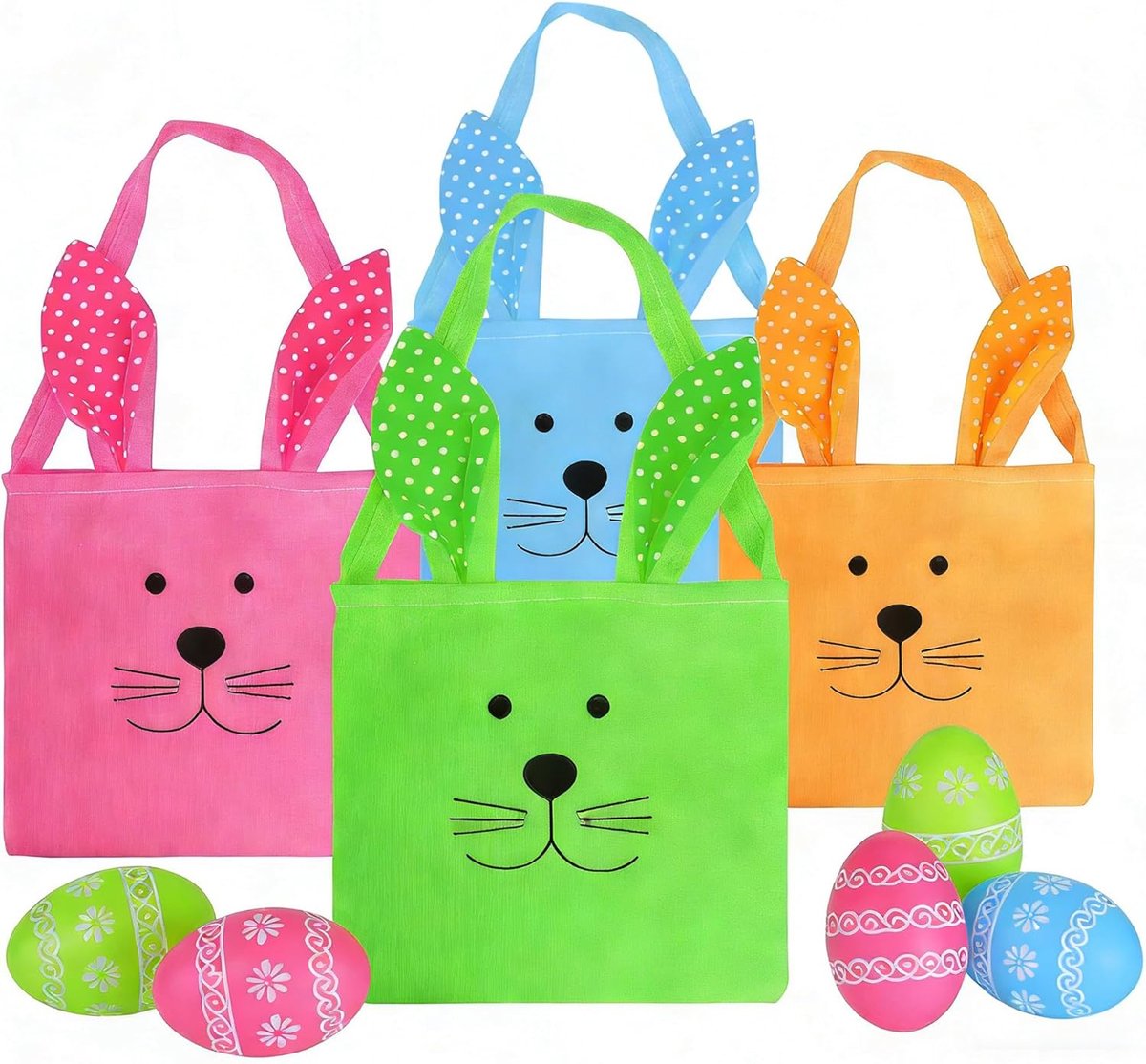 4 stuks paaszakjes met oren, paasmandjes met handvat, paashaaszakjes, paaszakjes voor kinderen, paascadeaus en paasdecoratie, knutselspullen, decoratie