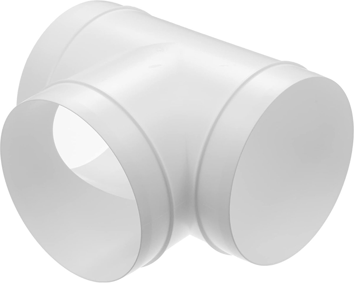 6" Inch Kunststof Witte 3-Weg T-Verbindingen - Kanaalsplitser voor Afzuigventilator Droger - Ronde Kanaalslang Connector - Ventilatie Luchtpijp Verbinding - 90 Graad Drievoudige Tak Verbinding