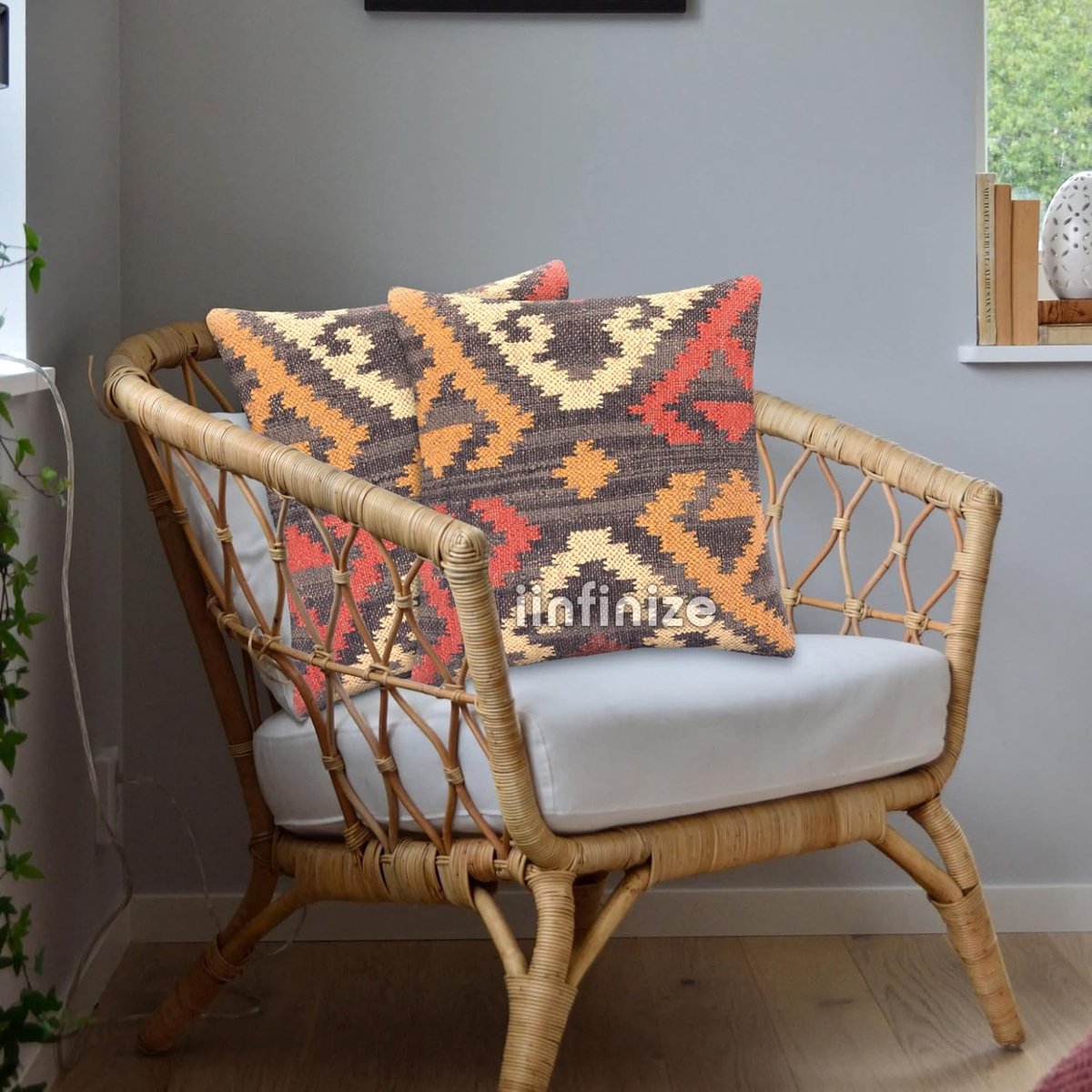 Kussenhoes 45x45 cm - handgeweven wol-jute - etnisch design - perfect voor de woonkamer - SnelShoppen