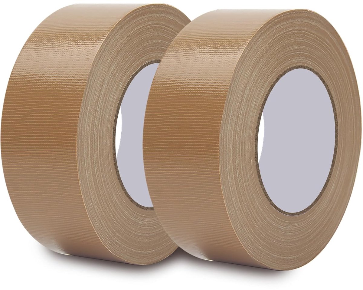 Bruin, 20 m x 50 mm, pantsertape, extra sterk, waterdicht, voor binnen en buiten, waterdichte reparatietape, scheurbaar, 2 rollen