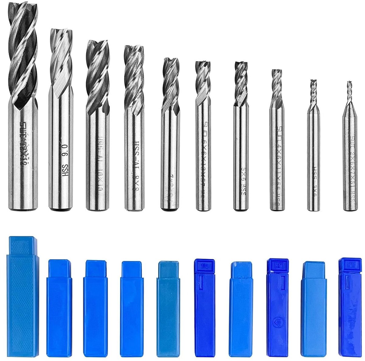 schachtfrees, 4 fluiten, hogesnelheidsstaal, Cnc spiraalboren, voor hout, aluminium, titanium, 10 stuks 2/3/4/5/6/7/8/9/10/12 mm