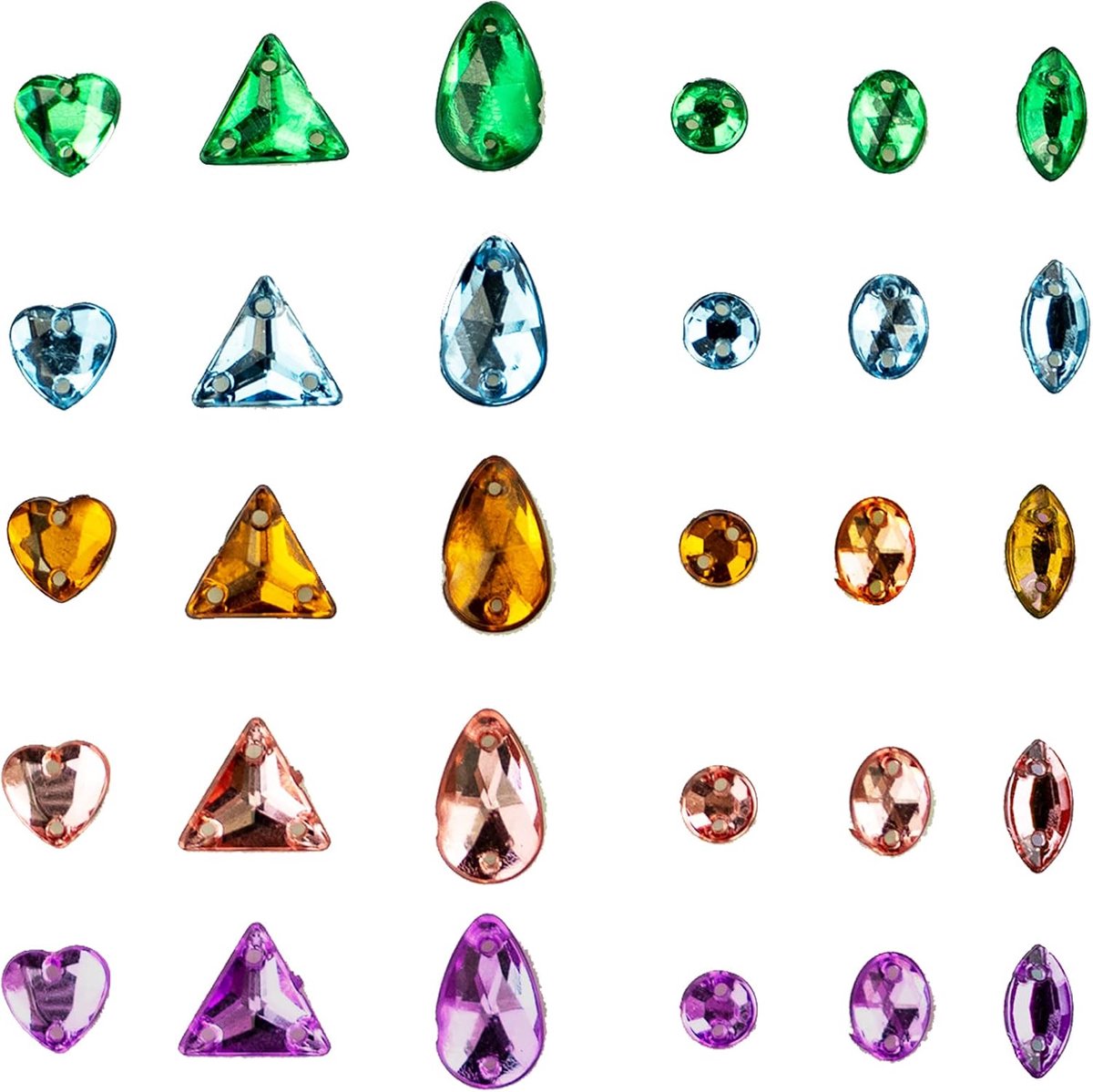 500 Stuks Naaien Edelstenen Acryl Naaien Kristal Gemengde Vormen Naaien Steentjes Met 2 Gaten Voor Kleding Naaien Kralen Decoraties (Multicolor), Kristal