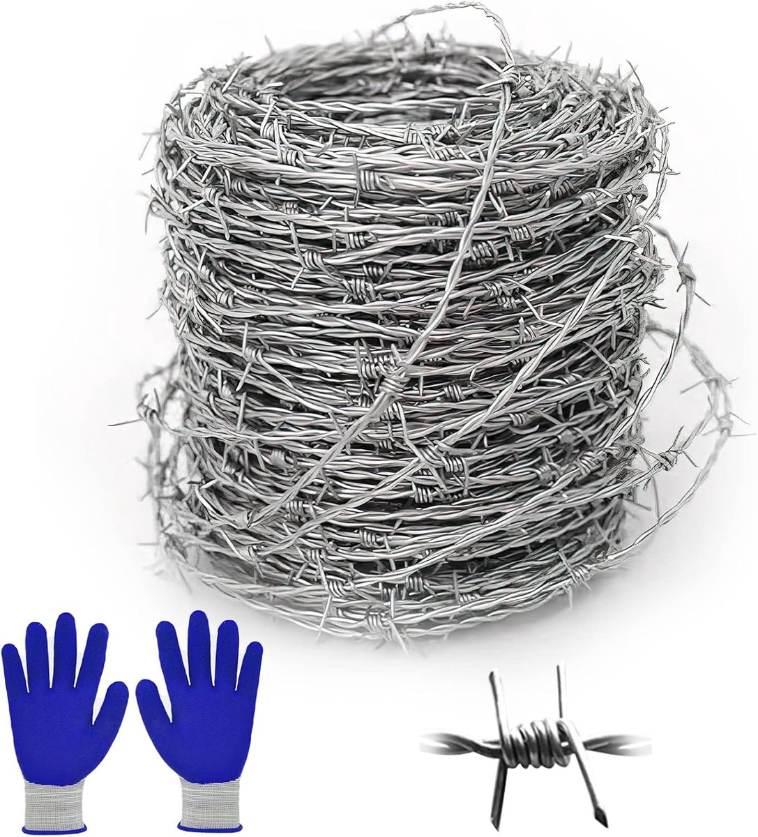 1,8 mm x 10 m: prikkeldraad rol verzinkt, 4-punts prikkeldraad hek, thermisch verzinkt sluitdraad draad met handschoenen, sterk en flexibel voor balkon, tuin of handwerk