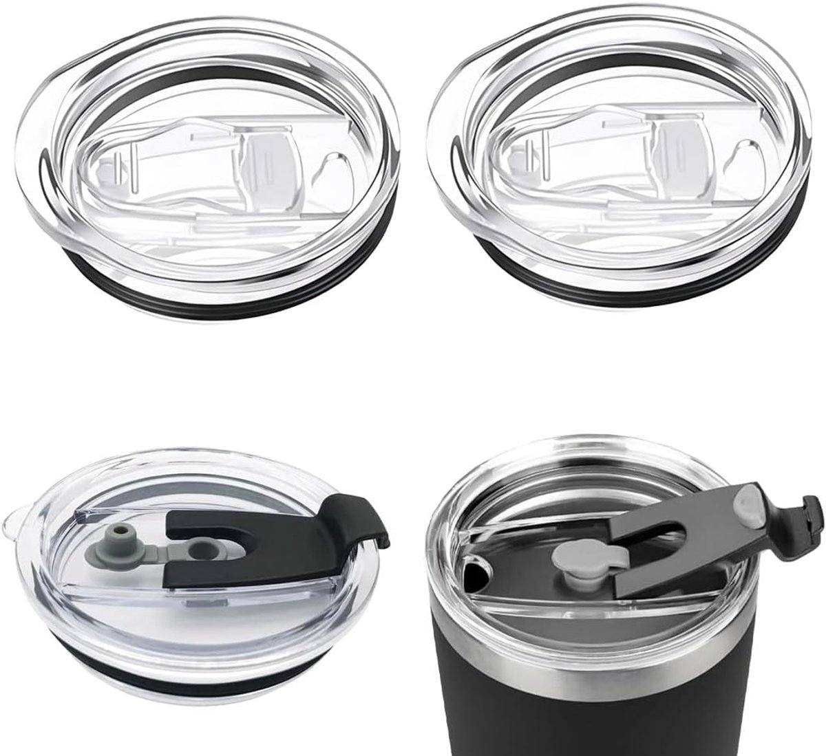 Deksels voor thermobekers, lekvrije deksel van BPA-vrij kunststof, universeel schuifdeksel voor glazen van 50 ml, bescherming voor sportdranken
