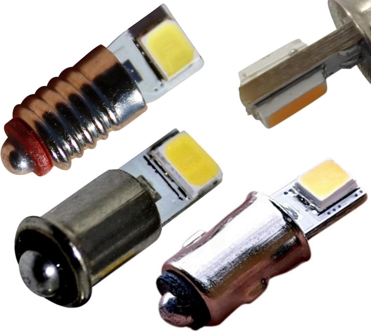 9x LED-lampen 10-24V MS4 / BA5S / E5.5 fitting wit schaalmodel-lamp AC DC bij ca. 30 lumen (warmwit, MS4)