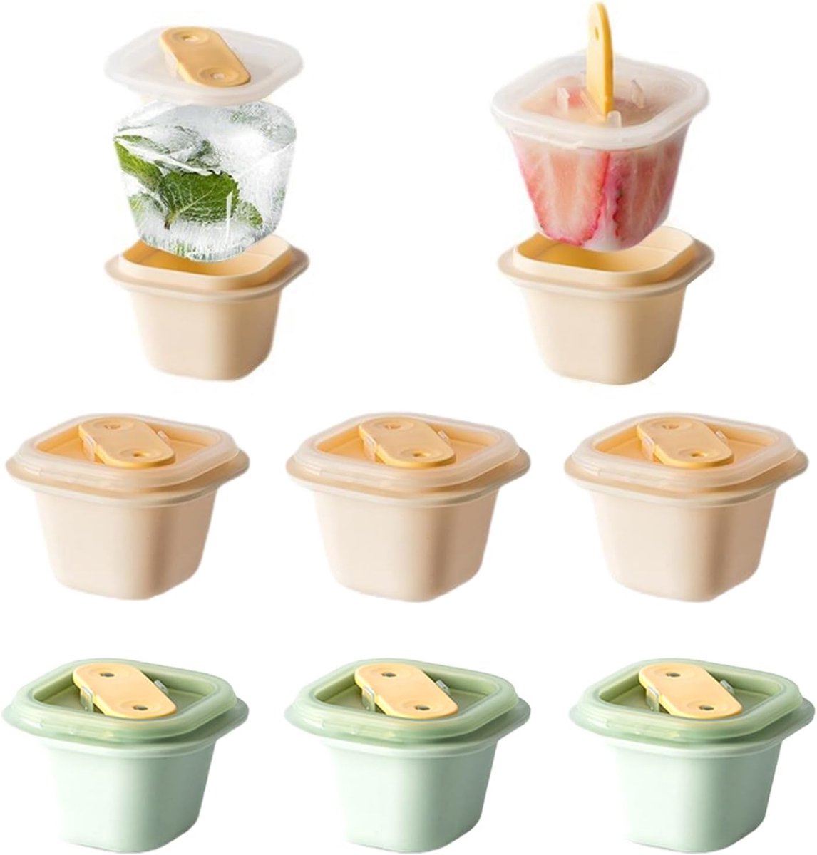 IJsblokjesvorm 6 stuks - 5 cm - Lemon kleur - Herbruikbaar en lekvrij - ShopVlot