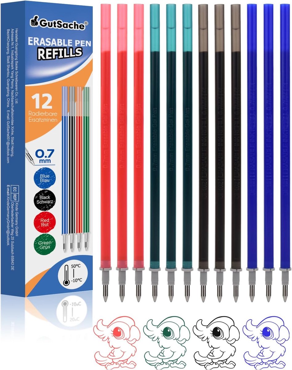 Erasable vervangende vulpenpunten - 12 stuks - thermosensitieve inkt - ideaal voor school en kantoor - ShopVlot