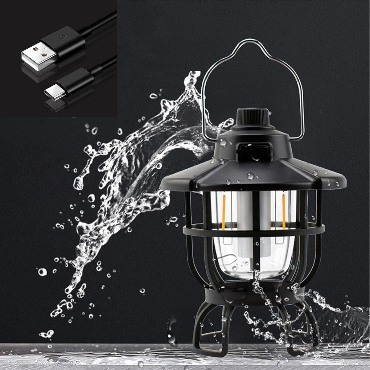 LED campinglamp - IPX4 waterdicht - retro stijl - ideaal voor buitengebruik - ShopVlot