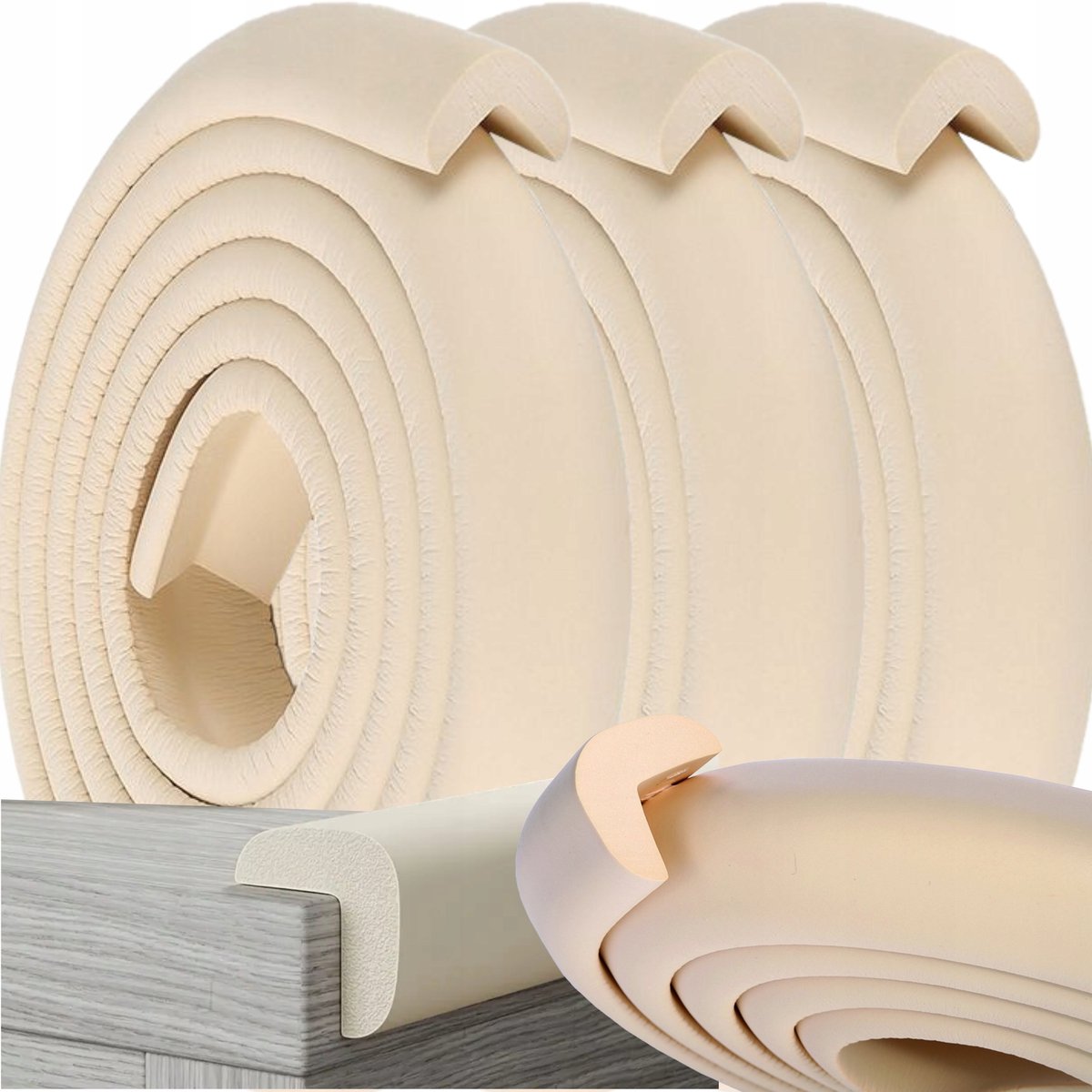 Crèmekleurige schuimbeschermtape voor meubelranden - 600 cm