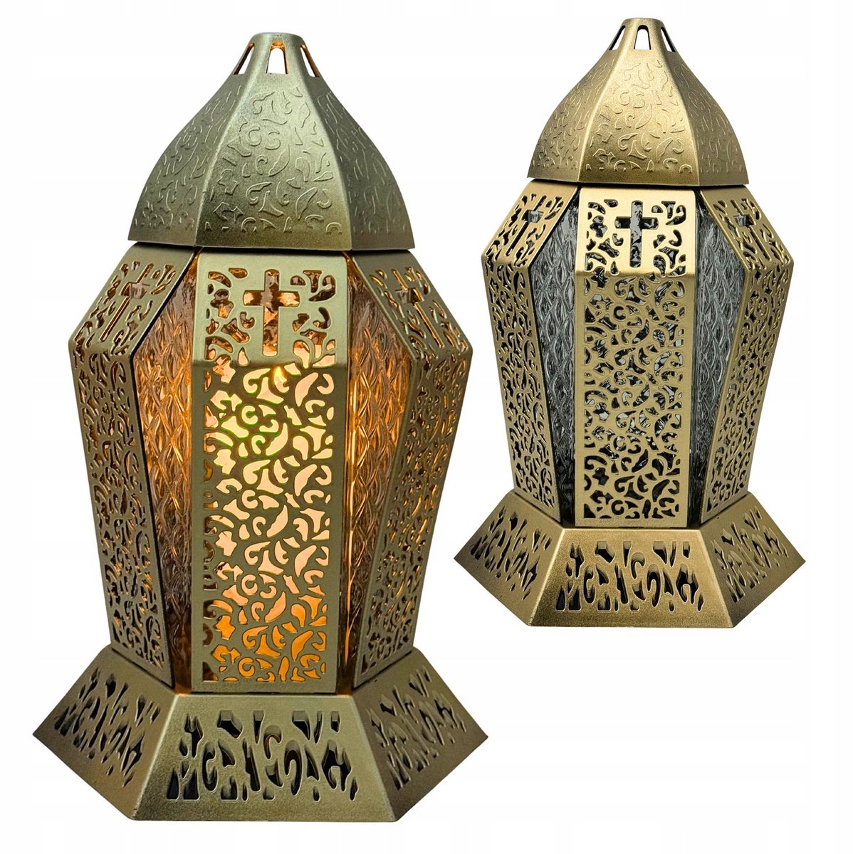 Grote Grafkapel Lantaarn Zwart Sierlijk Glas & Kunststof 36 cm