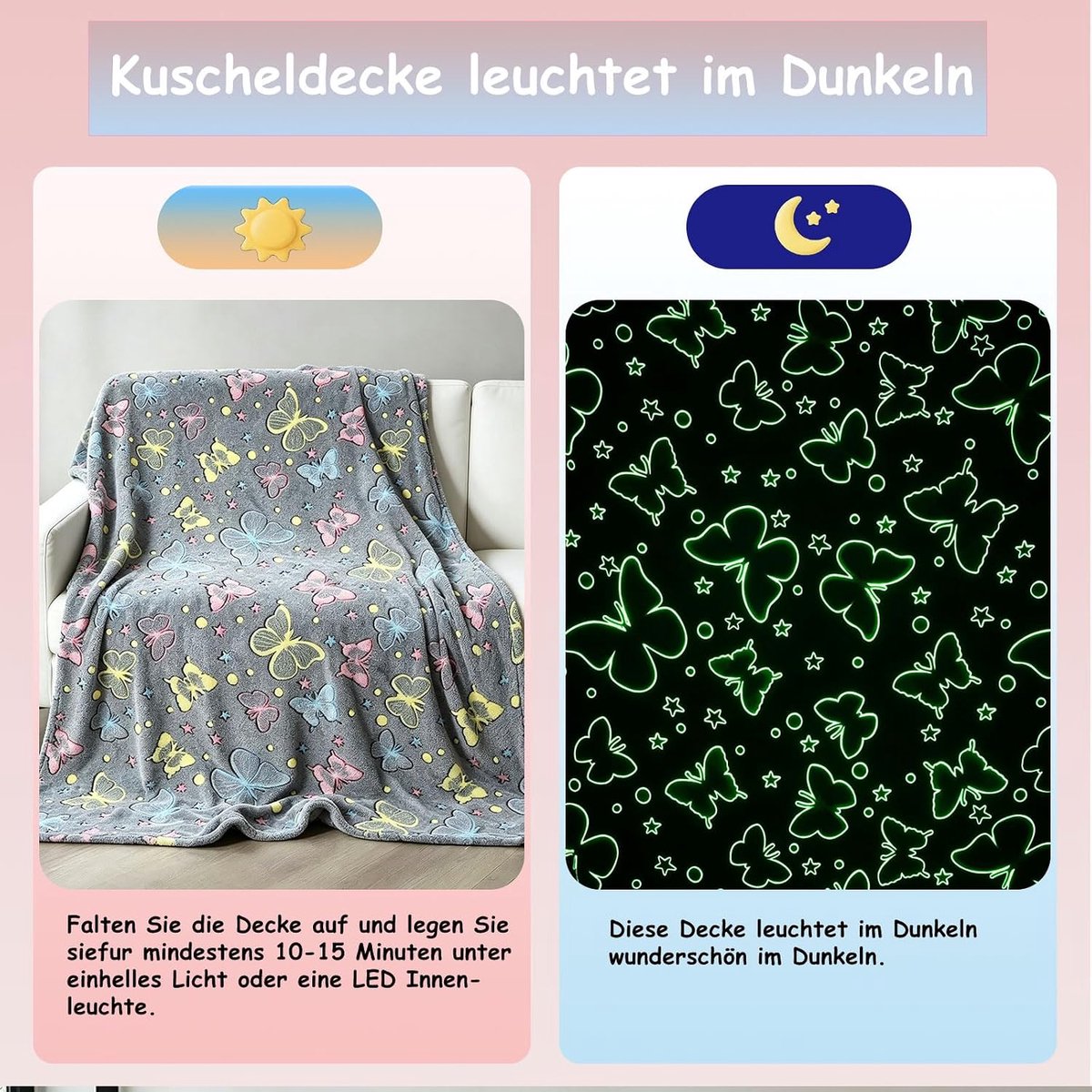 Knuffeldeken 150 x 200 cm - flanellen eenhoorn, uilen, voetbal, ruimte - lichtgevend - voor jongens en meisjes - ShopVlot