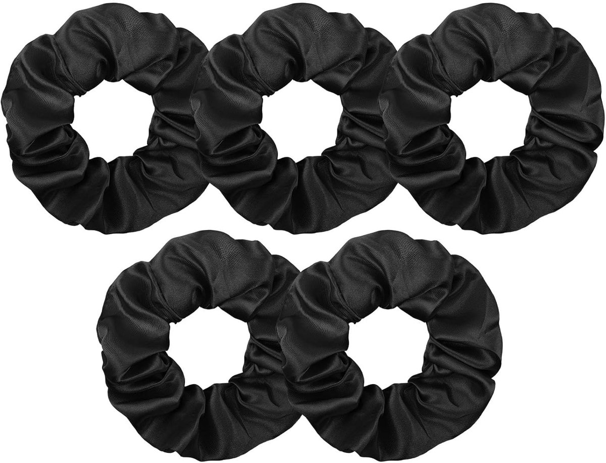 Haarelastiekjes grote satijnen scrunchies - ultra zacht - ideale paardenstaart houders - 5 stuks - ShopVlot