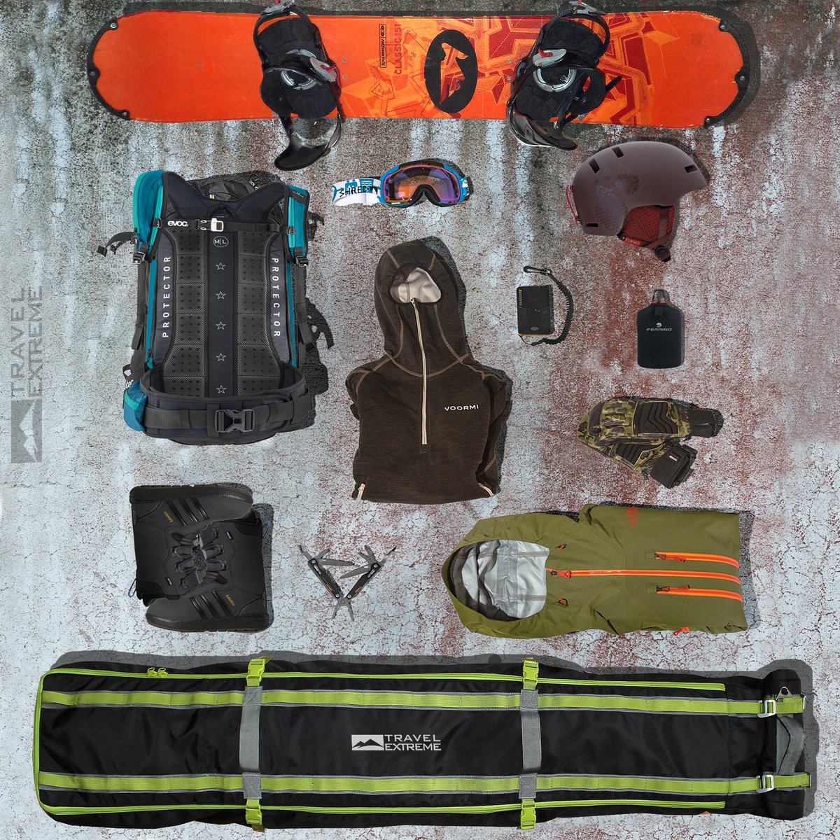 Merkloze Skitas/Snowboardtas op wielen, 110-200 cm