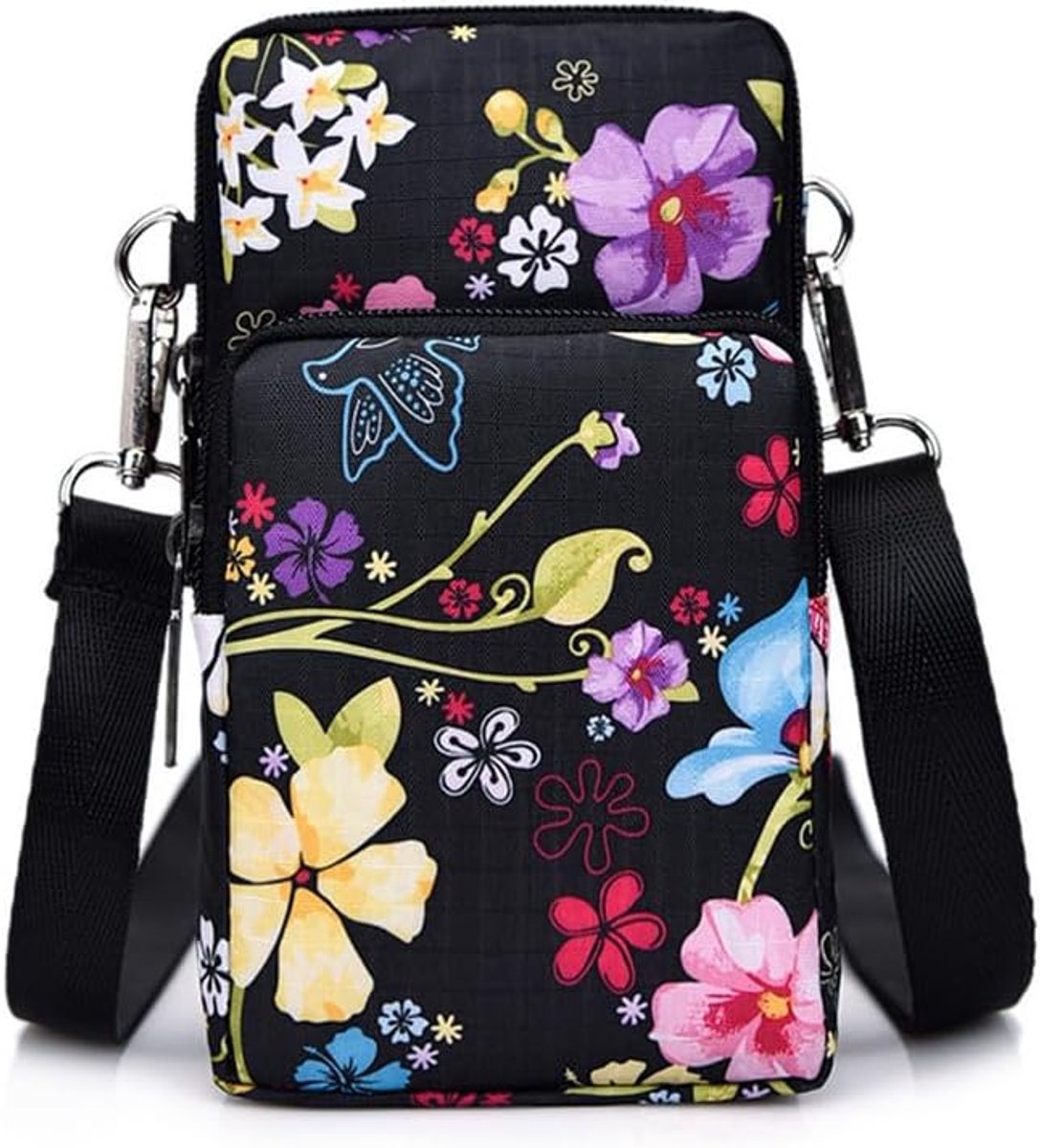 Schoudertas dames - nylon - bedrukt ontwerp - ideaal voor mobiel en essentials - SnelShoppen