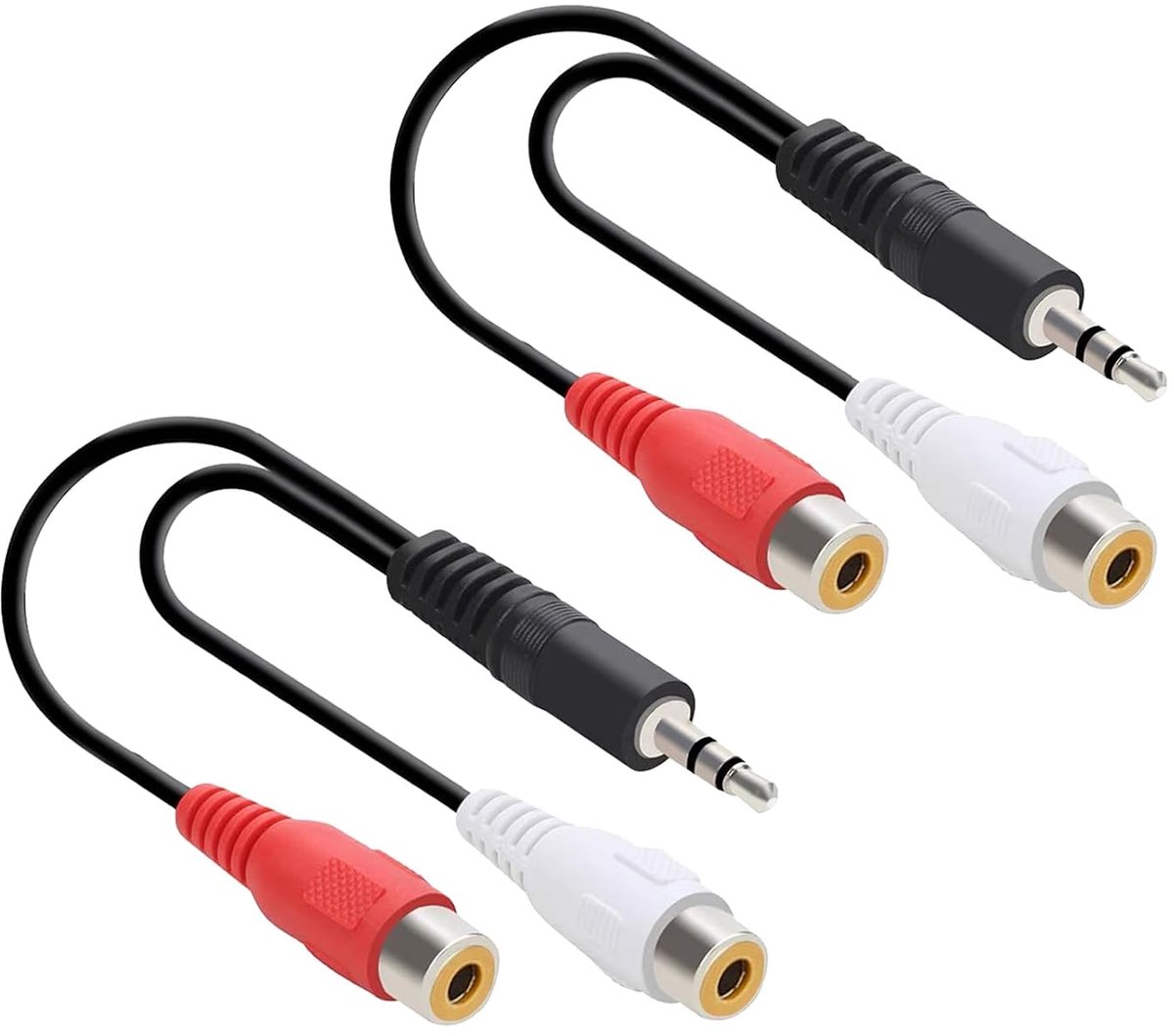 RCA jack adapter 3.5mm - 2 stuks - flexibele kabel - ideaal voor HiFi audio systemen - SnelShoppen