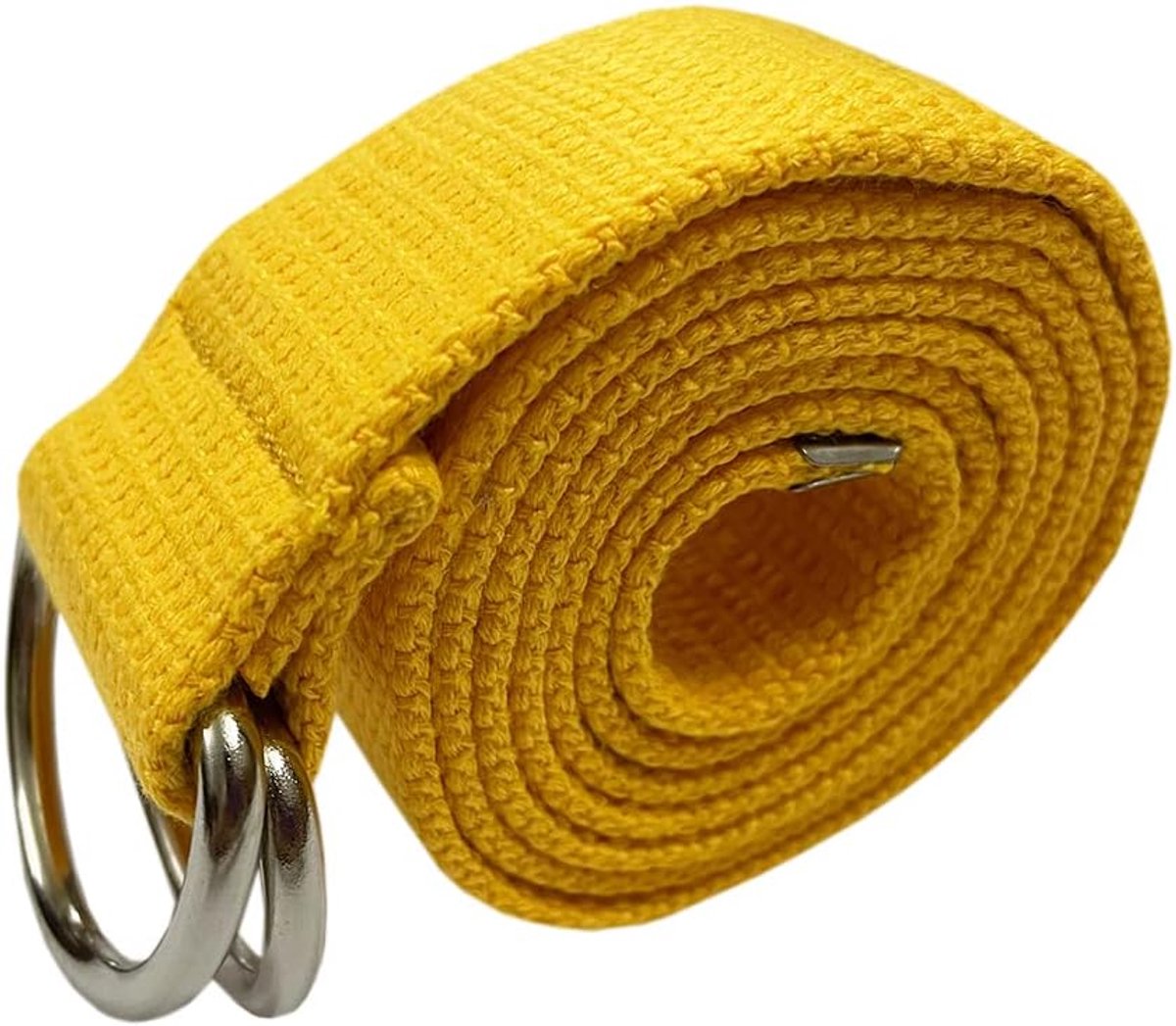 gevlochten canvas riem 113cm - dubbele zilver metalen D-ring gesp - gewoontjes uniseks - perfect voor elke outfit - SnelShoppen