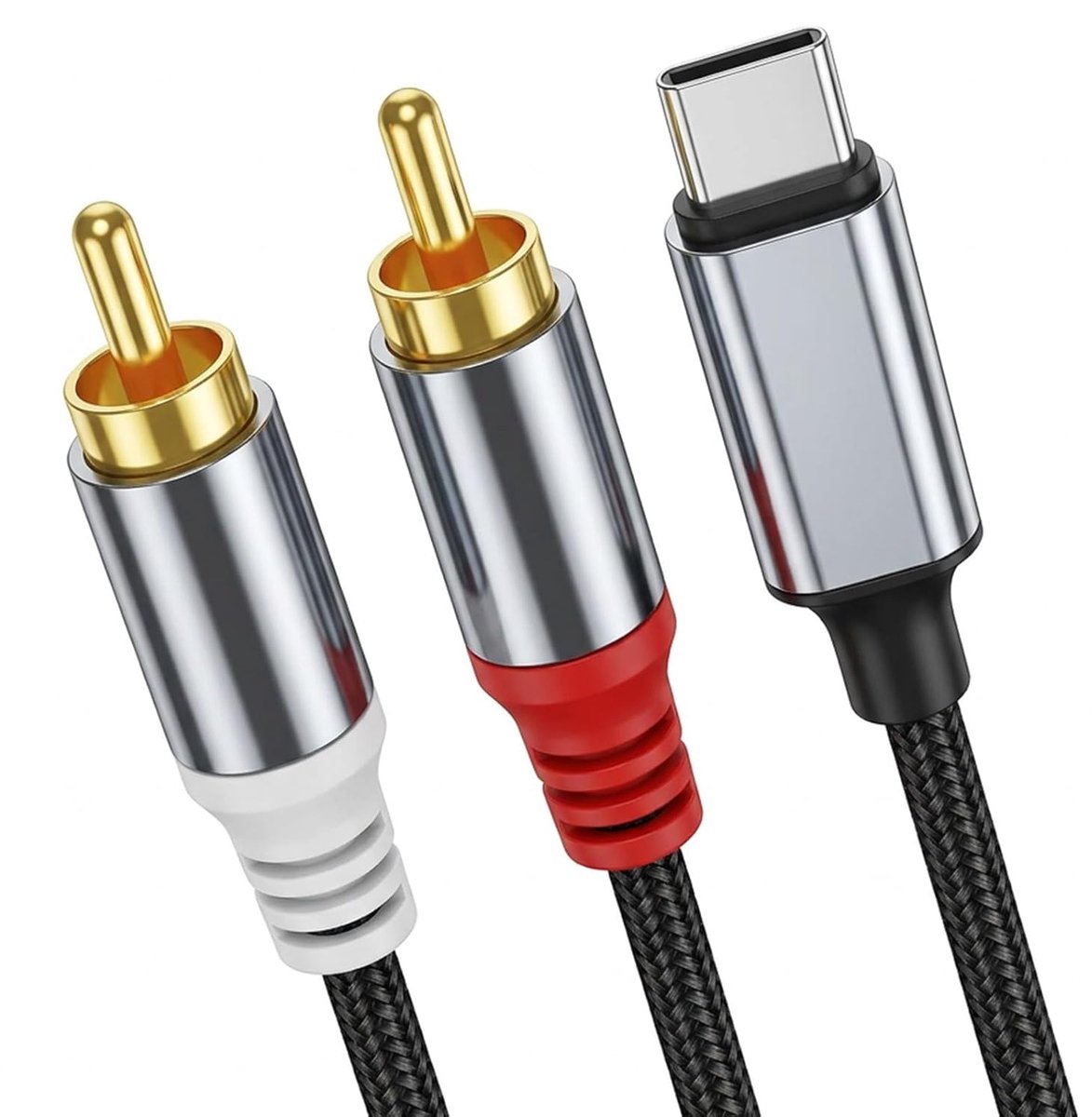 USB C naar cinch kabel 1,2m - Type C naar 2RCA - met DAC chip - ideaal voor thuisbioscoop - SnelShoppen