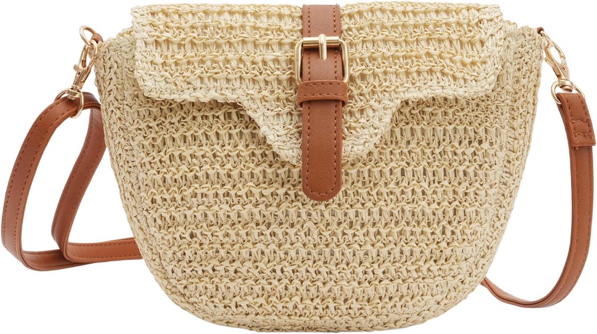 Stro strandtassen crossbody handgemaakt - bohemian geweven schoudertassen - ideaal voor strand en reizen - SnelShoppen