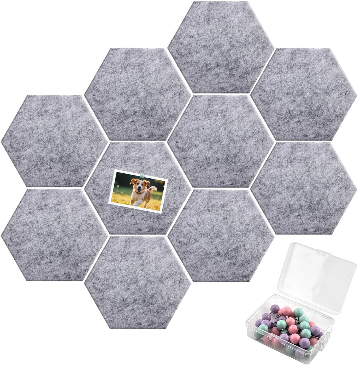 Hexagonale kurk prikborden 10 stuks - zelfklevend - met 40 punaise - decoratie voor foto's en memo's - SnelShoppen