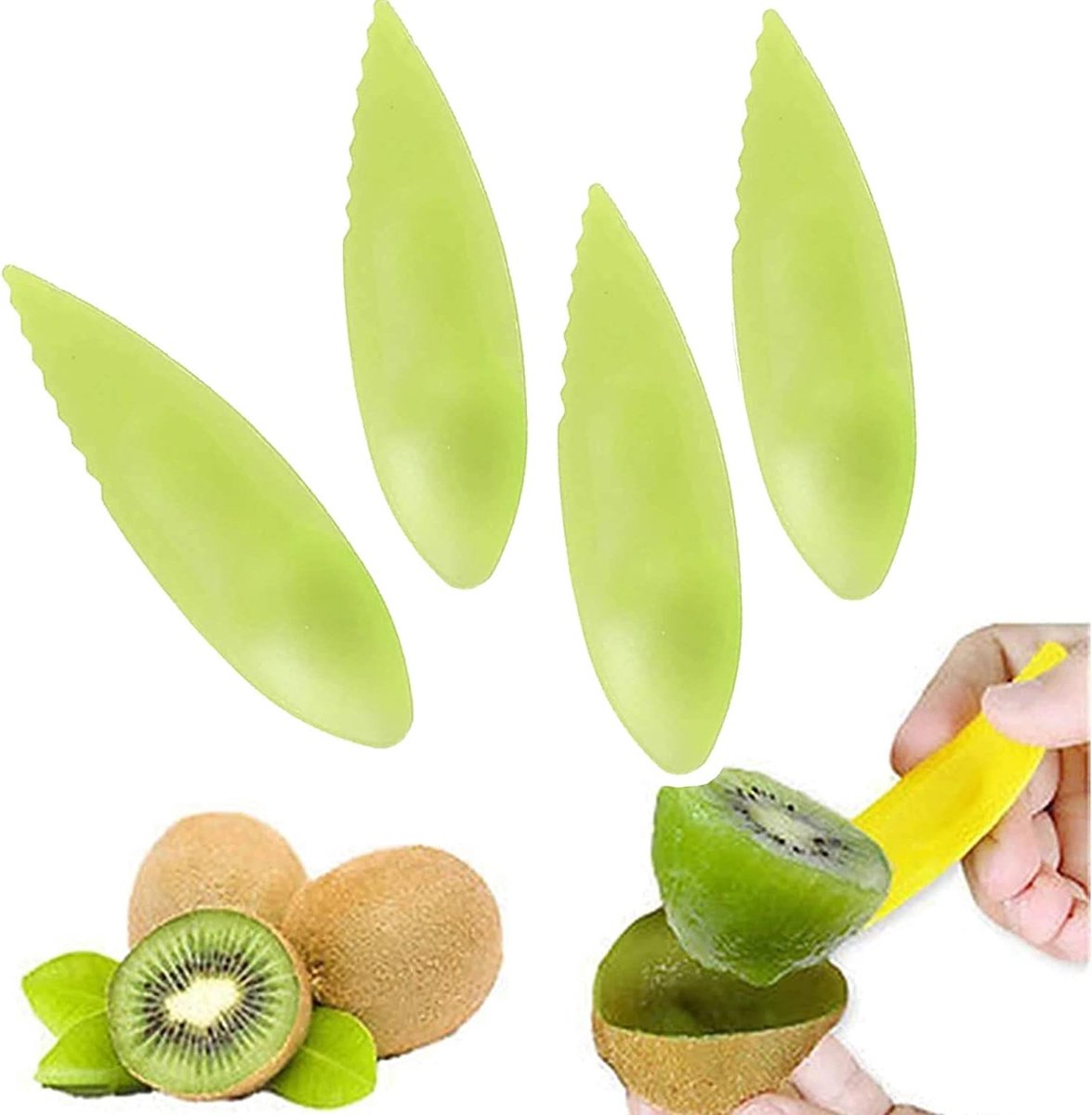 Fruitlepels set van 10 - kunststof - veilig voor kinderen - ideaal voor het schillen van kiwi - SnelShoppen