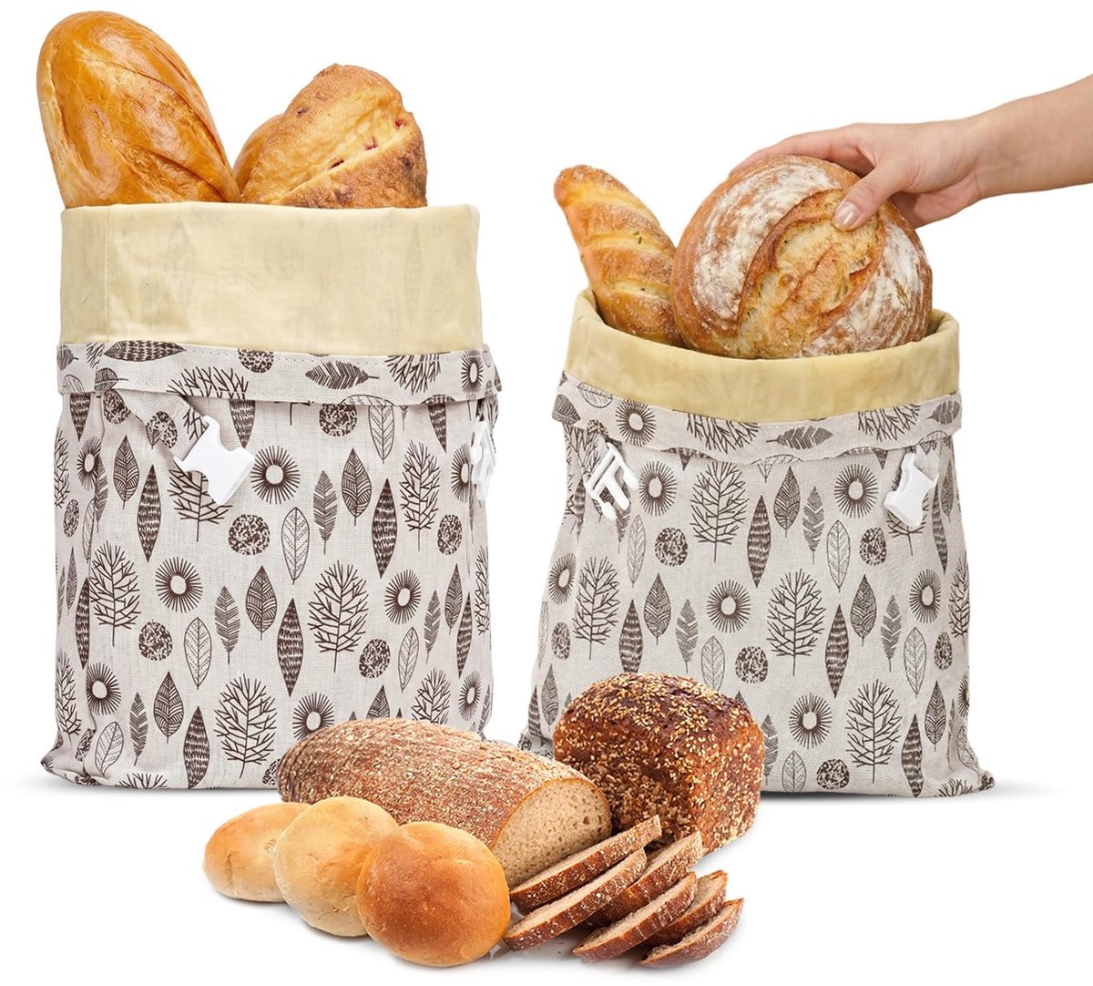 Broodzakken 43 x 33 cm - bijenwas - herbruikbaar - ideaal voor vers brood - ShopVlot