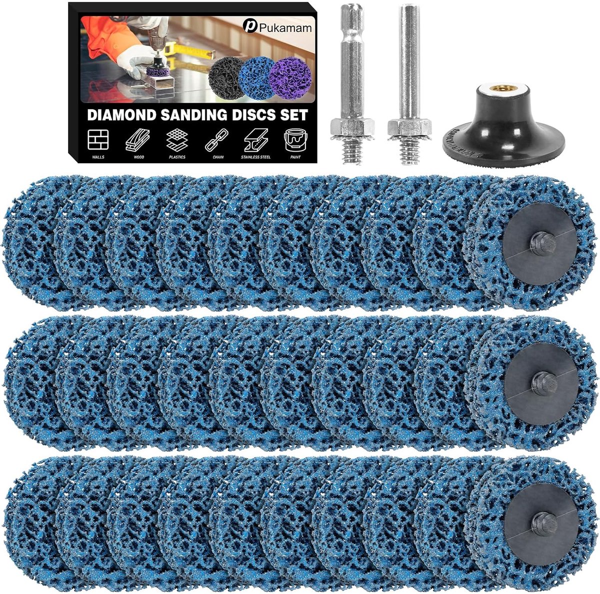 Diamant schuurschijven set 30 stuks - 2 inch blauw - Quick Change houder - ideaal voor verf verwijderen - ShopVlot