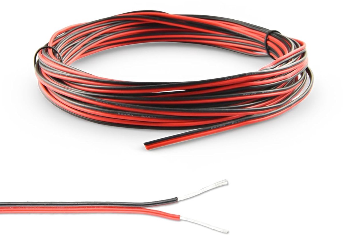Siliconen kabel 22 AWG - dubbele kern - ultraflexibel - voor ledstrips en doe-het-zelfprojecten - ShopVlot