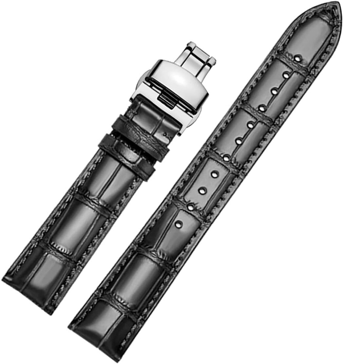 Leren Horlogeband XXL 18mm-22mm - Zwart - Snelle Bevestiging - Stijlvolle Upgrade - ShopVlot