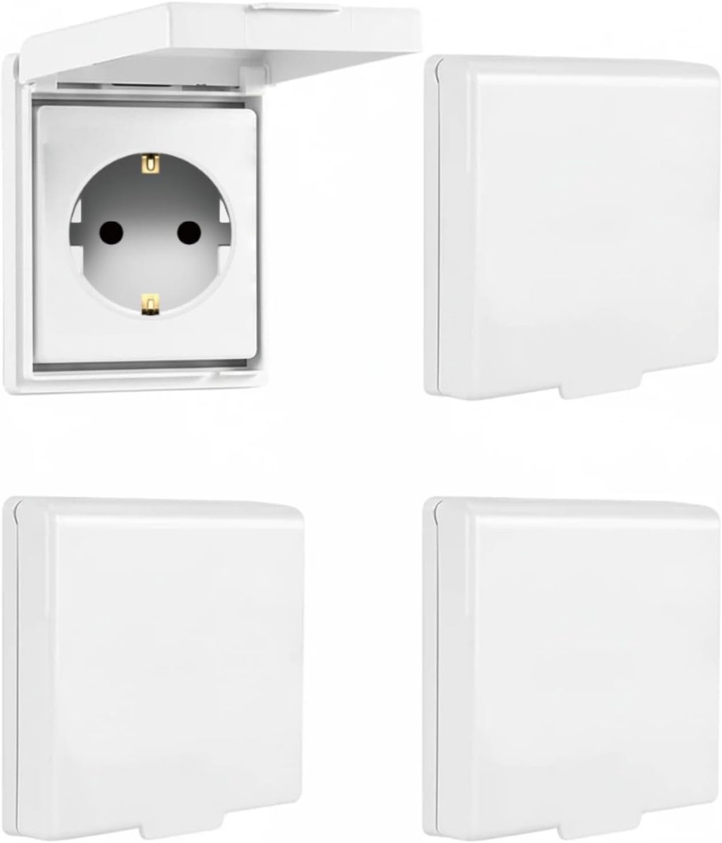 Socket cover set 4 stuks - Type 86 - Robuust kunststof - Bescherming tegen stof en spatwater - ShopVlot