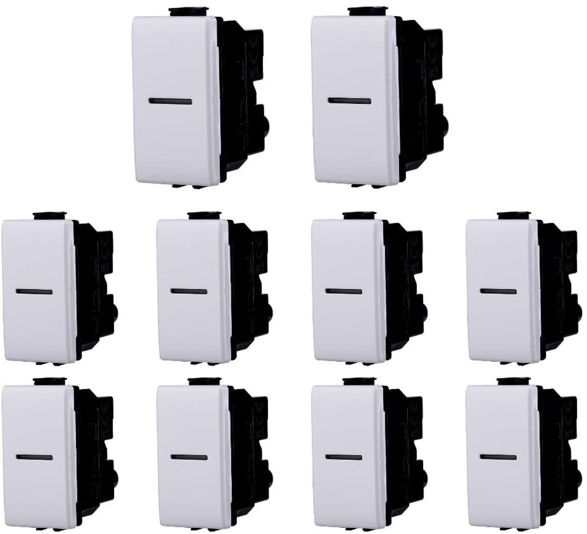 Pulsanten set 10 stuks 1P 16A 220V - Axiaal - Hoogwaardige kwaliteit - Betrouwbaar gebruik - ShopVlot