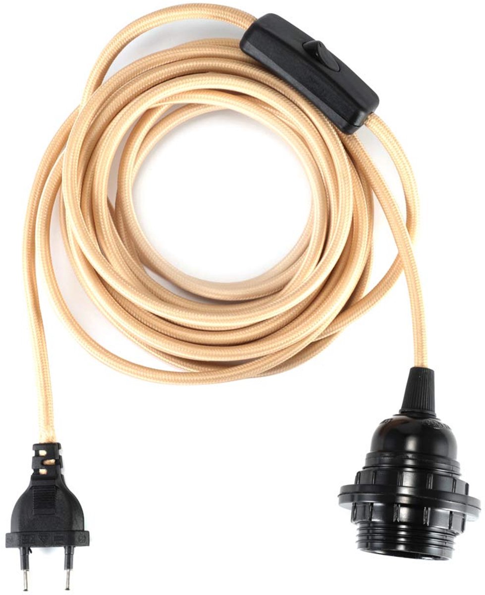 E27 lampenhouder met kabel 4,5 m - vintage kabel - met schakelaar - ideaal voor lampophangingen - ShopVlot