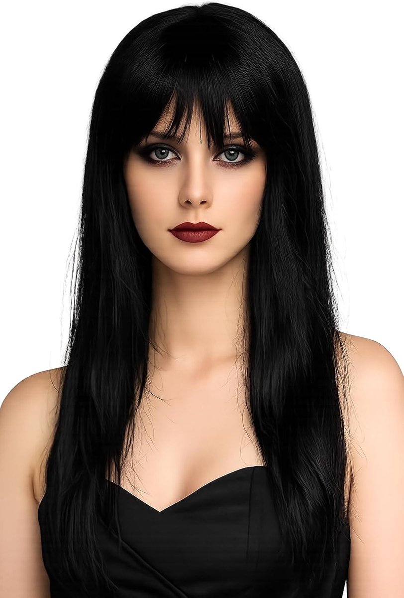 Lang Rechte Perucque voor Dames - Zwart - Perfect voor Cosplay en Feestjes - ShopVlot