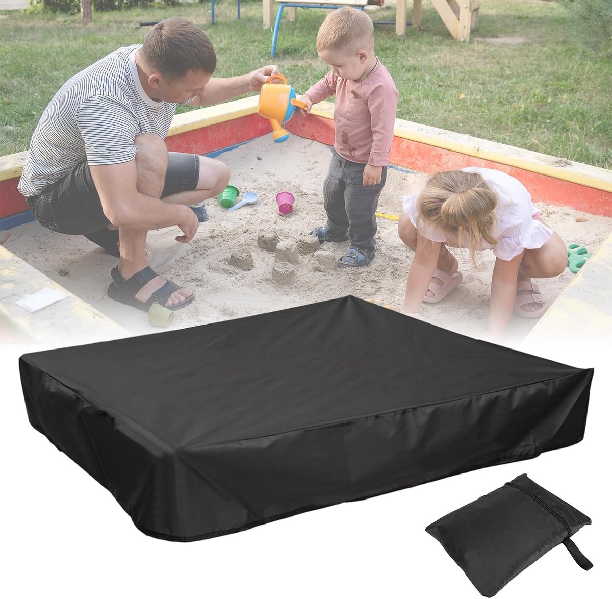 Zandbakafdekking 120 x 120 cm - waterdichte Oxford-stof - met trekkoord en versterkte hoeken - beschermt zandbakken - ShopVlot