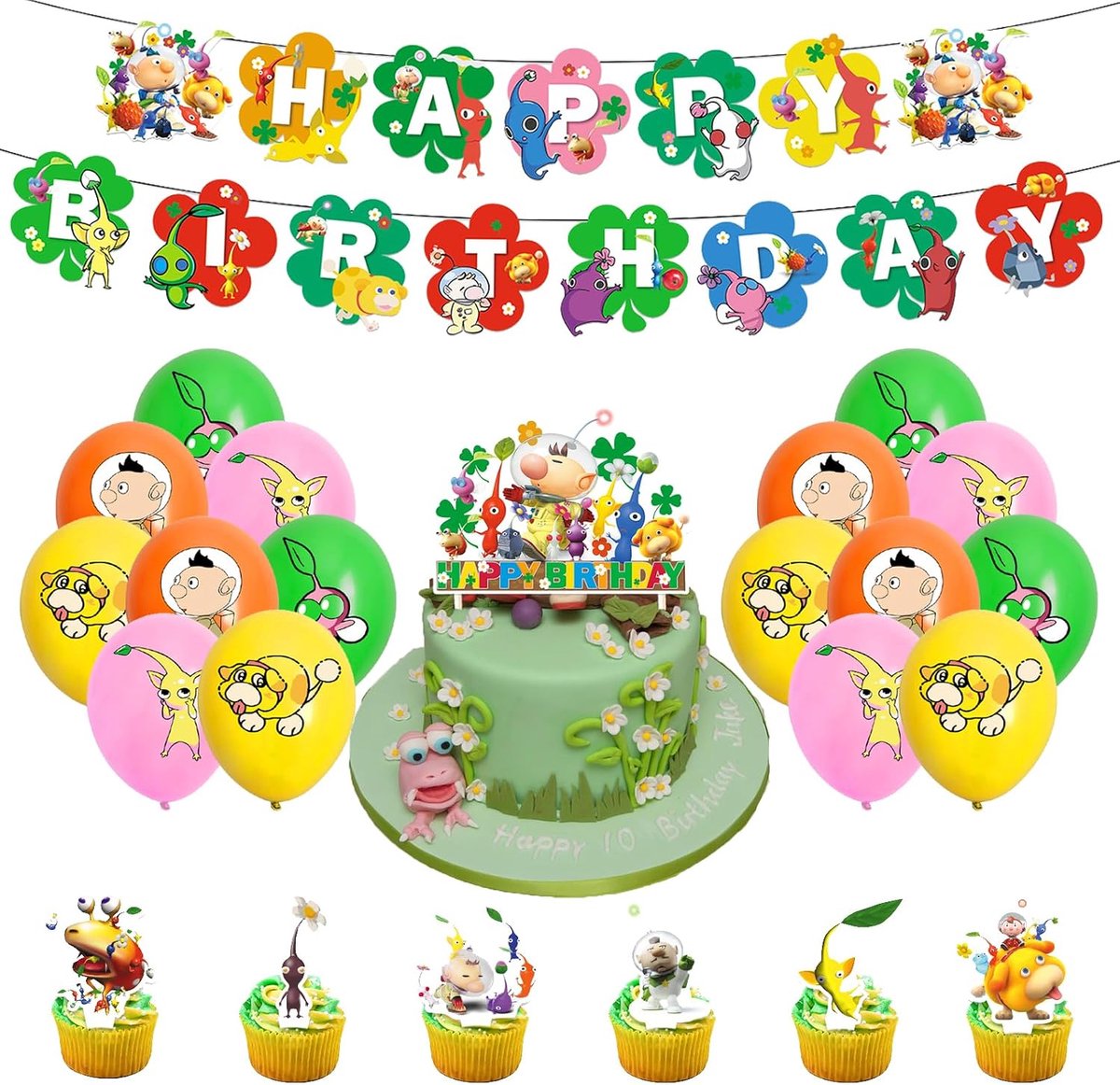 Verjaardag versieringen Captain Olimar - Pikmin ballonnen - Cake topper - Voor een feestelijke verjaardag - ShopVlot